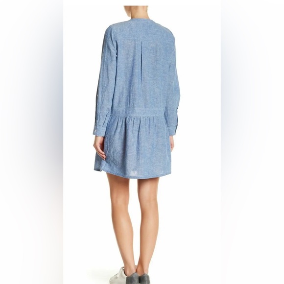 Like new Soft JOIE Blue Chambray Long sleeve drop waist dress Sz S - Picture 2 of 10